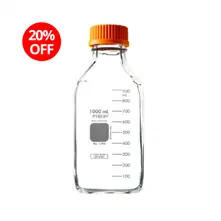 Frasco Armazenamento Quadrado 1000ML, Graduado, Tampa Rosca